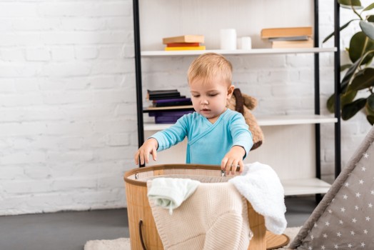 Child with laundry